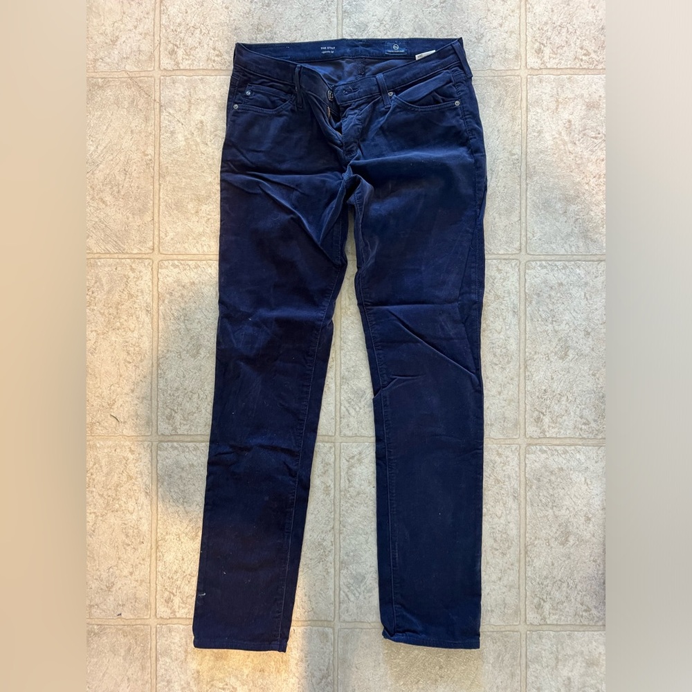 Women’s AG Navy Blue Corduroy - Stilt Cigarette style size 28R